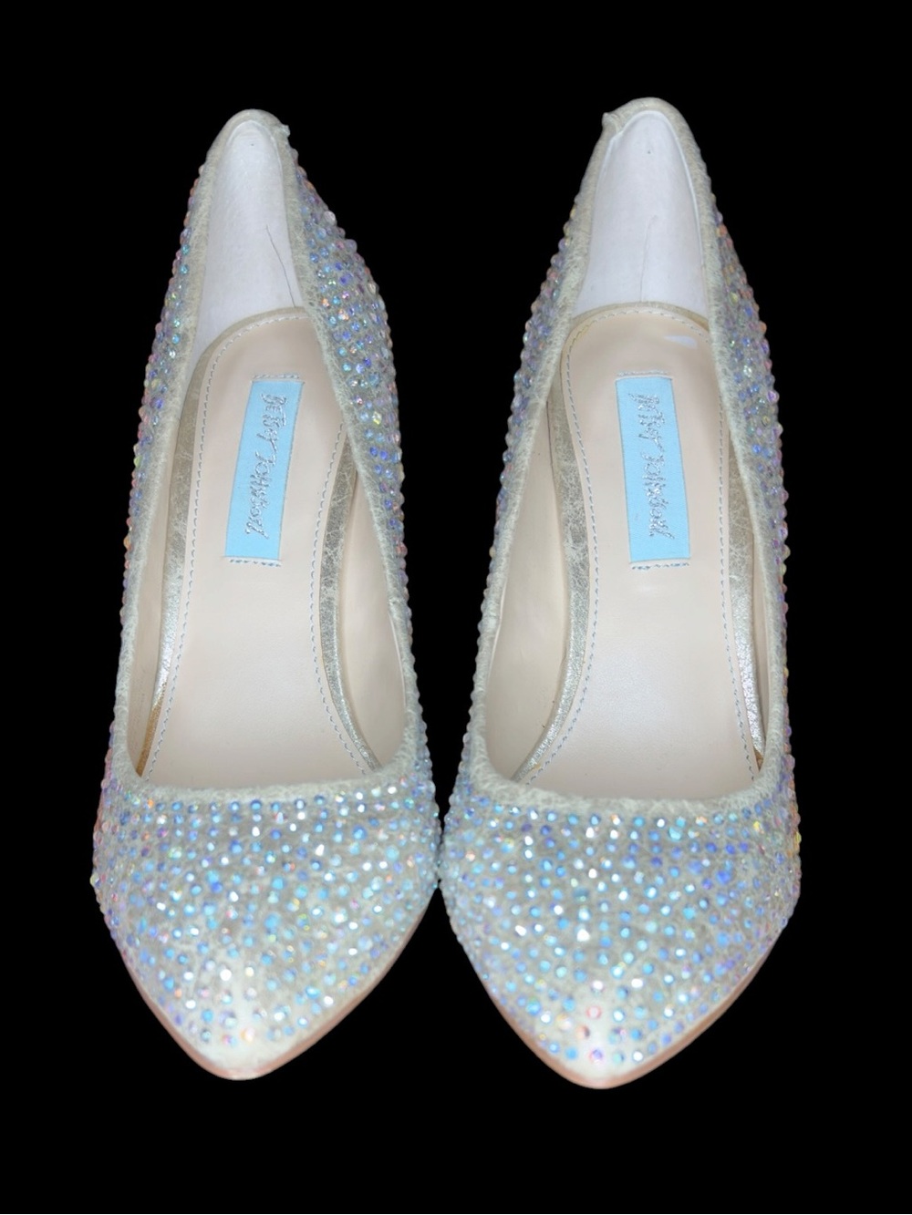 Blue by Betsey Johnson Rhinestone Bridal Wedding Heels Silver Sparkle Pumps 8.5 - Picture 10 of 14